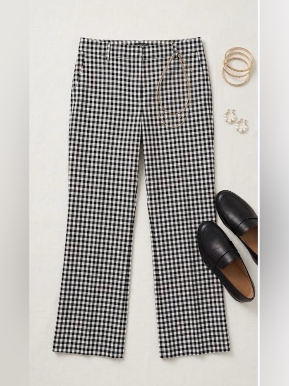 Ann Taylor Black and White Gingham Chinos